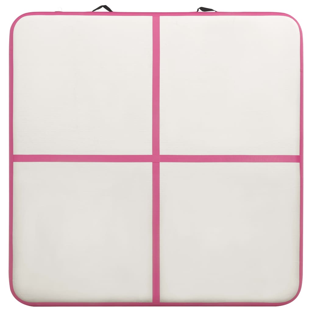 Gymnastiekmat met pomp opblaasbaar 200x200x20 cm PVC roze