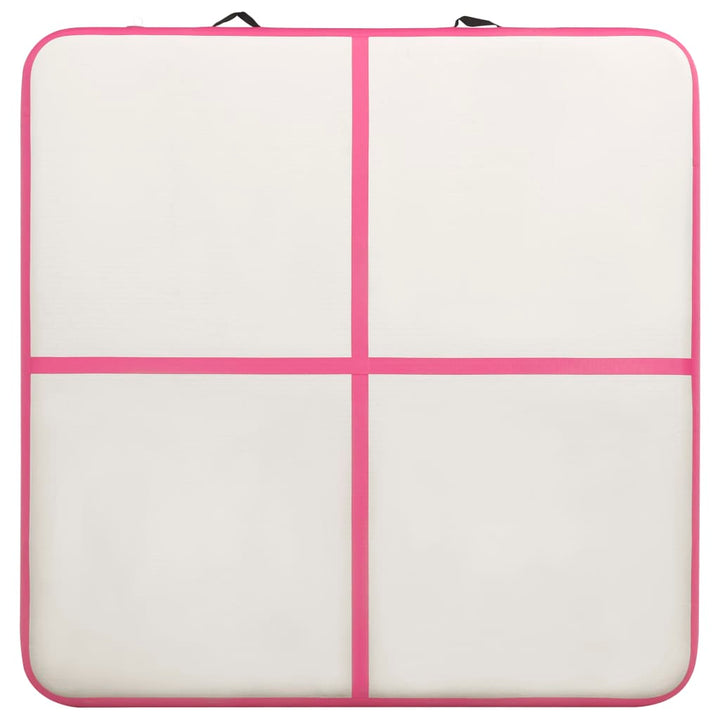 Gymnastiekmat met pomp opblaasbaar 200x200x20 cm PVC roze