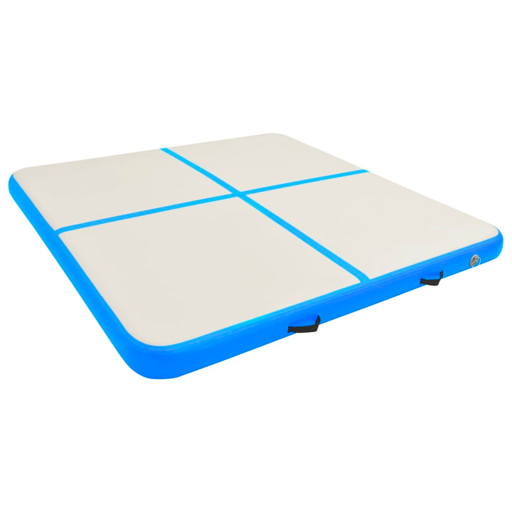 Gymnastiekmat met pomp opblaasbaar 200x200x20 cm PVC blauw