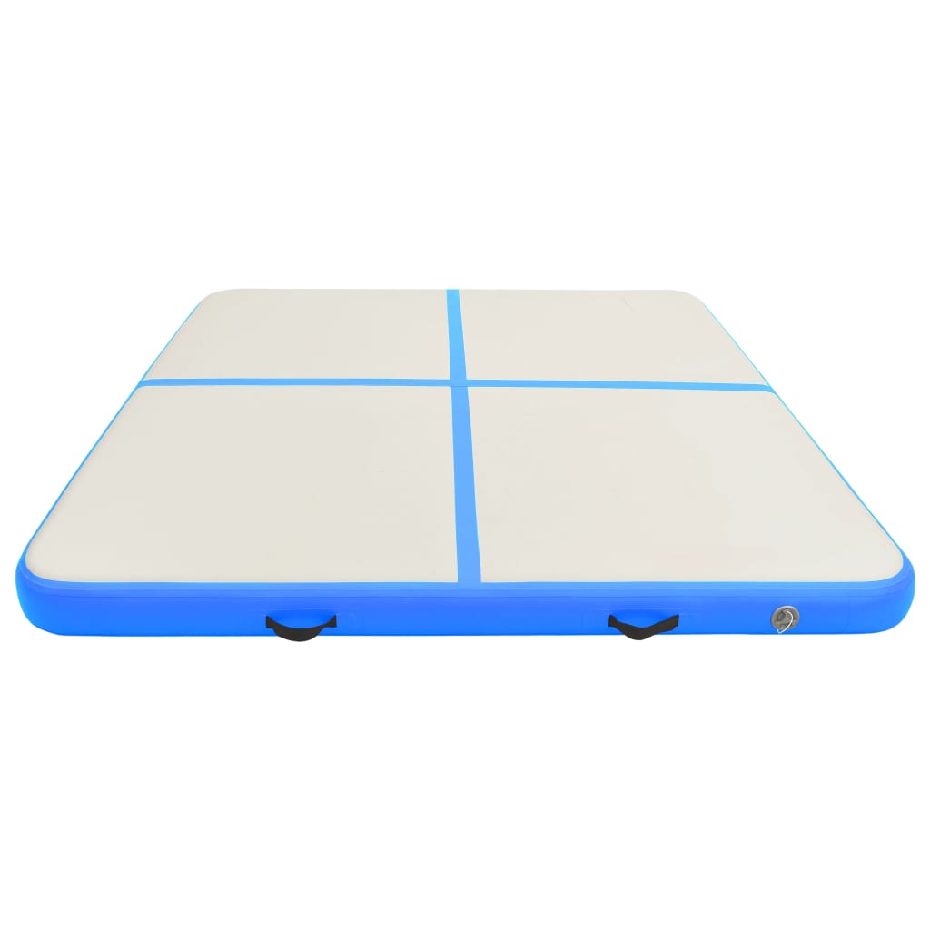 Gymnastiekmat met pomp opblaasbaar 200x200x20 cm PVC blauw