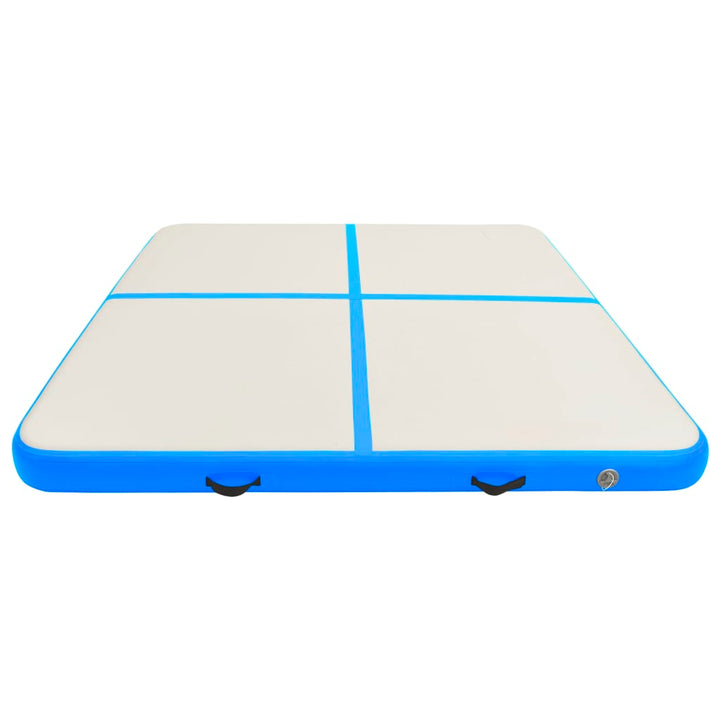 Gymnastiekmat met pomp opblaasbaar 200x200x20 cm PVC blauw