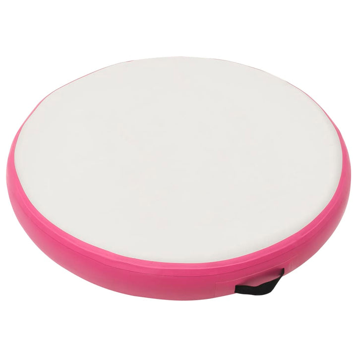 Gymnastiekmat met pomp opblaasbaar 100x100x15 cm PVC roze