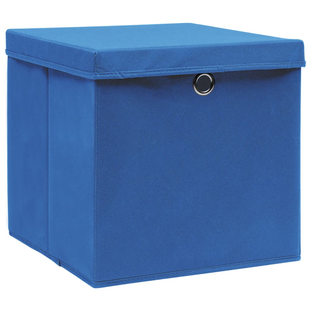 Opbergboxen met deksel 4 st 28x28x28 cm blauw