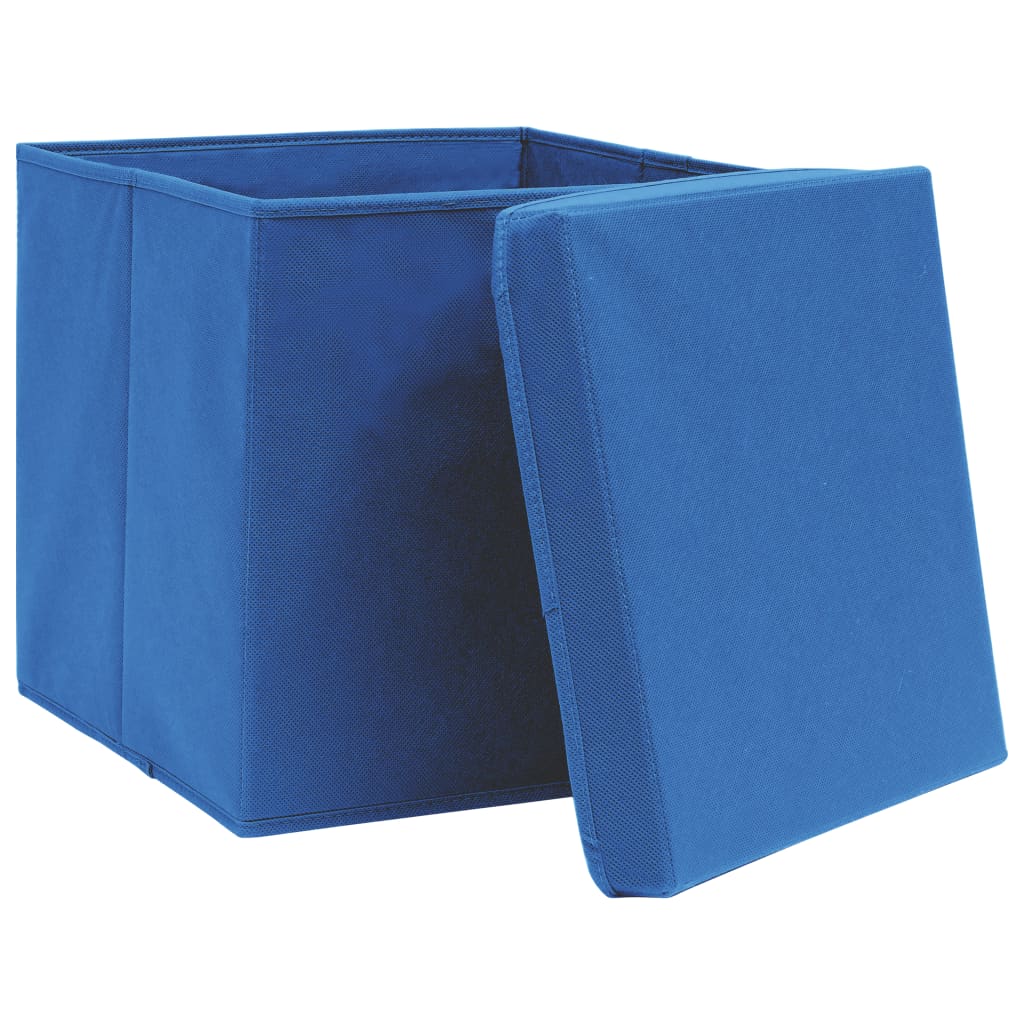 Opbergboxen met deksel 4 st 28x28x28 cm blauw