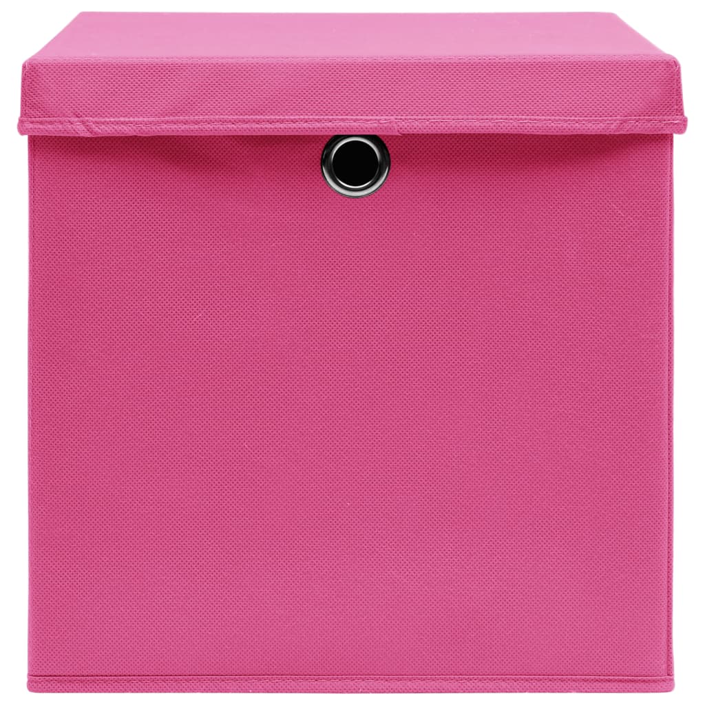 Opbergboxen met deksel 4 st 28x28x28 cm roze
