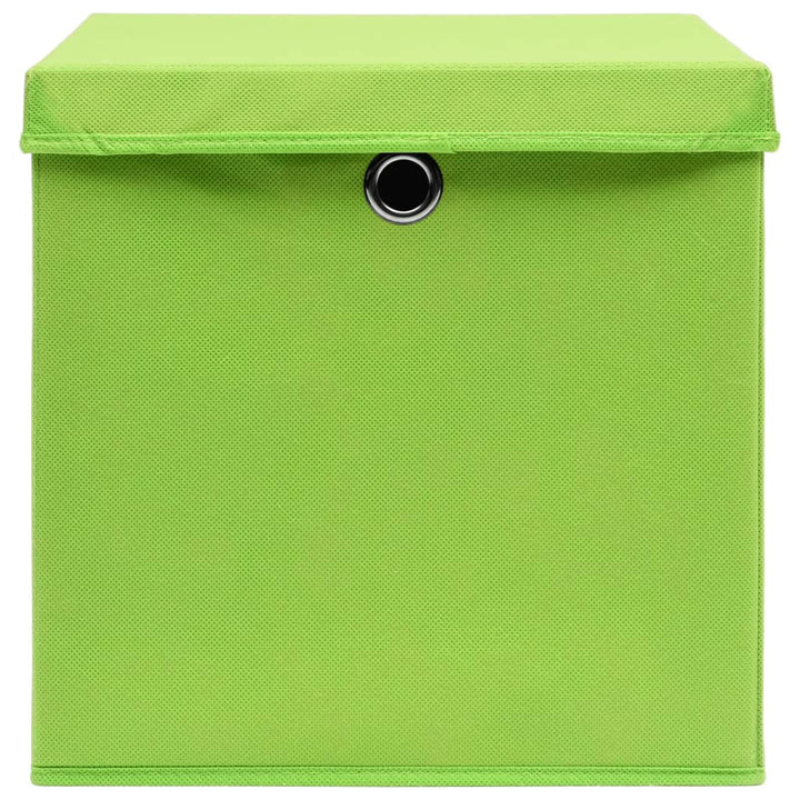 Opbergboxen met deksel 10 st 28x28x28 cm groen