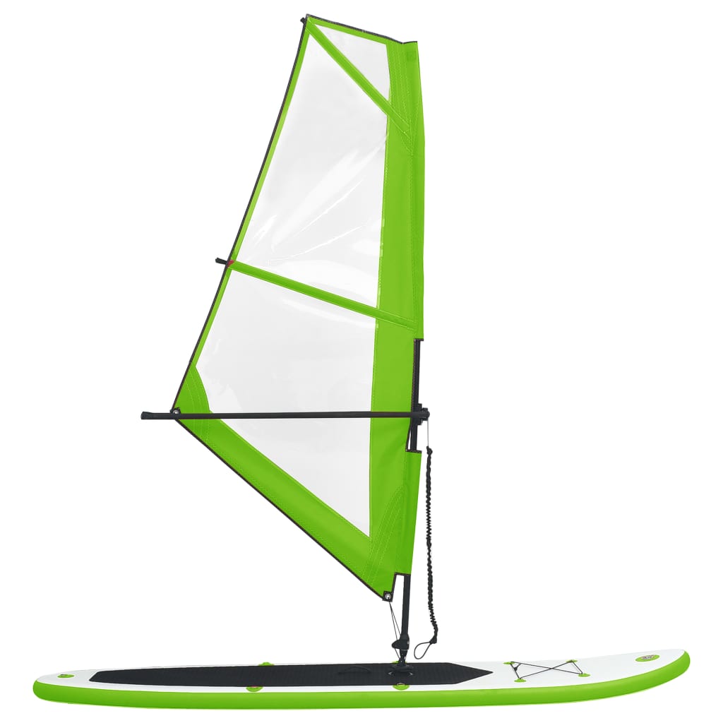 Stand Up Paddleboard opblaasbaar met zeilset groen en wit