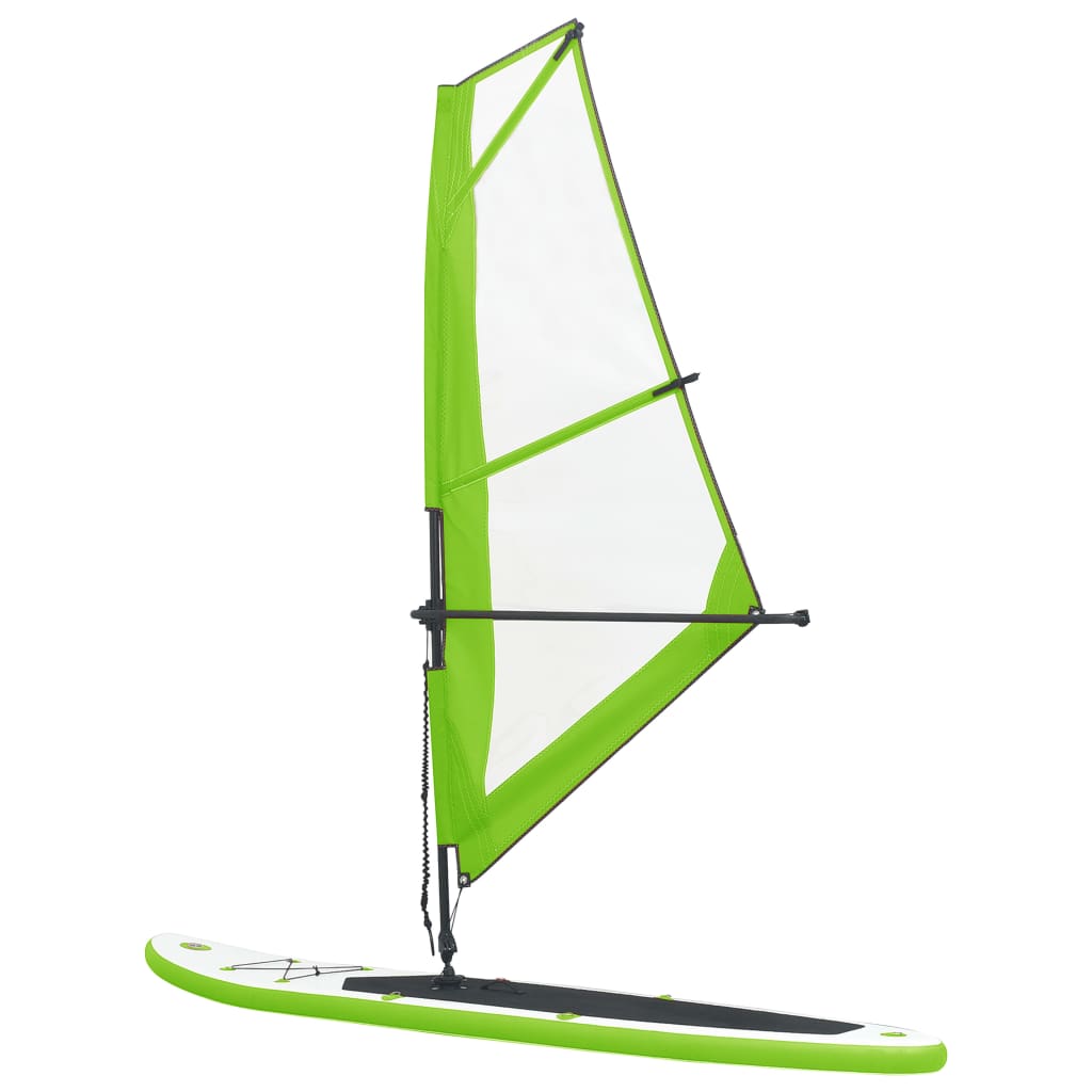 Stand Up Paddleboard opblaasbaar met zeilset groen en wit