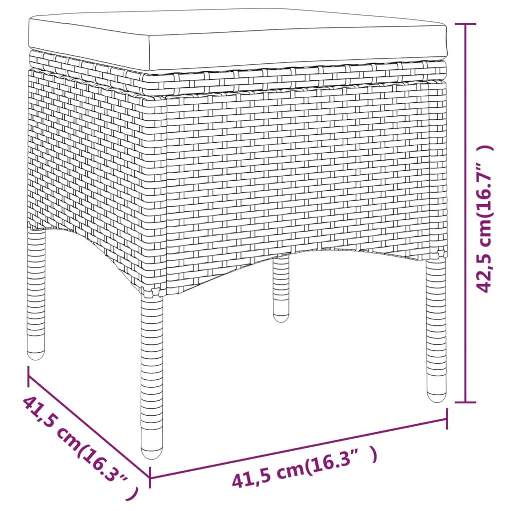 4-delige Tuinstoelen- en voetenbankenset poly rotan bruin