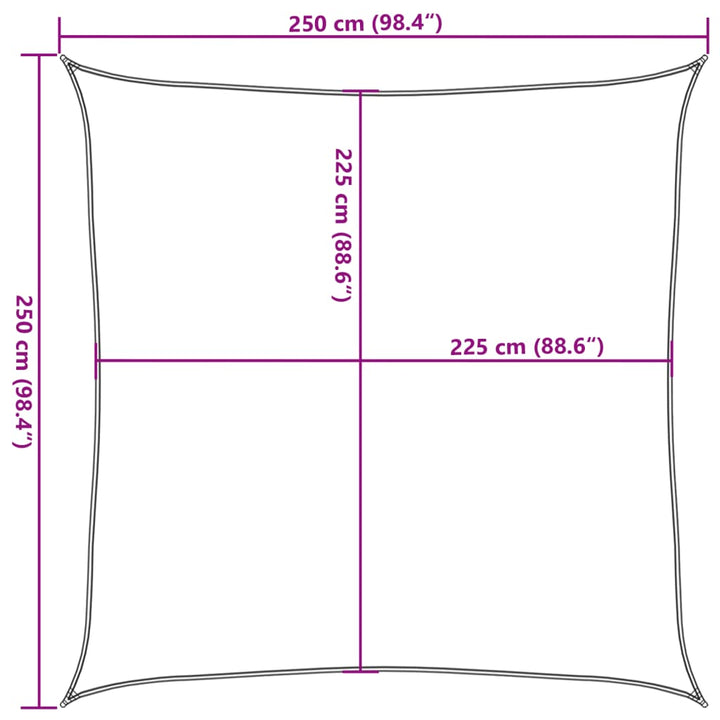 Zonnezeil 160 g/m² 2,5x2,5 m HDPE antracietkleurig