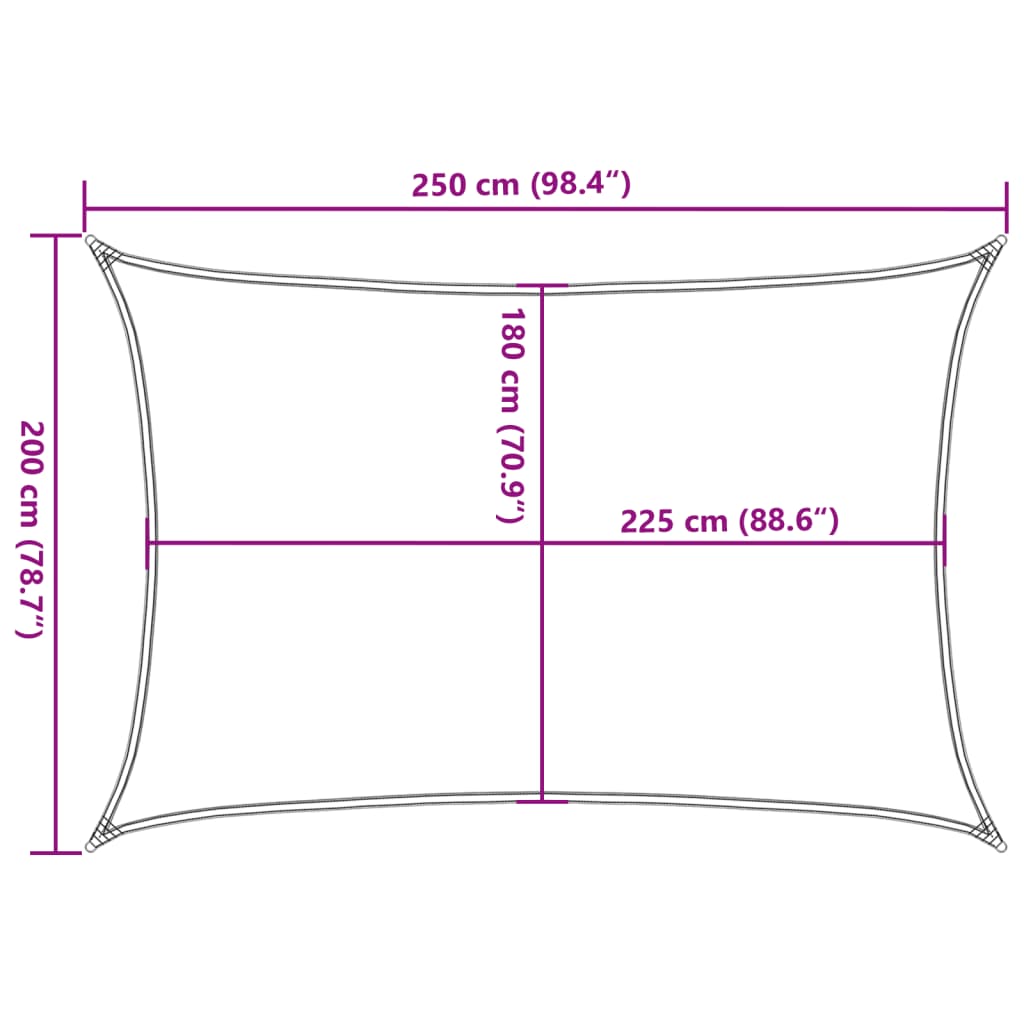 Zonnezeil 160 g/m² 2x2,5 m HDPE antracietkleurig