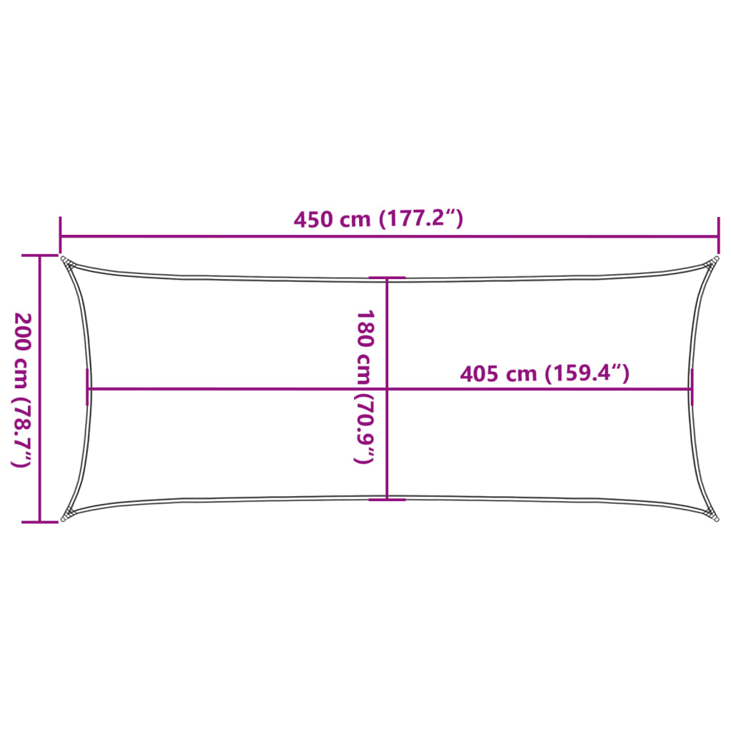 Zonnezeil 160 g/m² 2x4,5 m HDPE antracietkleurig