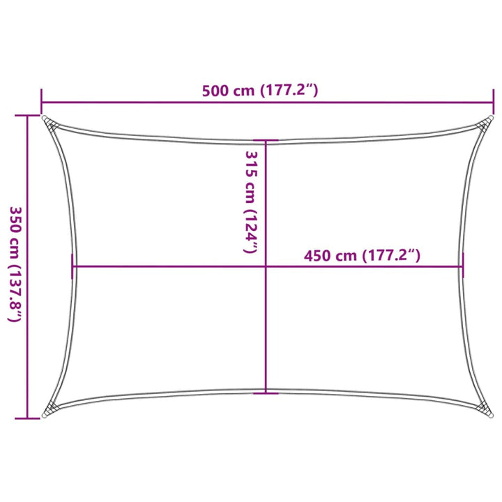 Zonnezeil 160 g/m² 3,5x5 m HDPE antracietkleurig