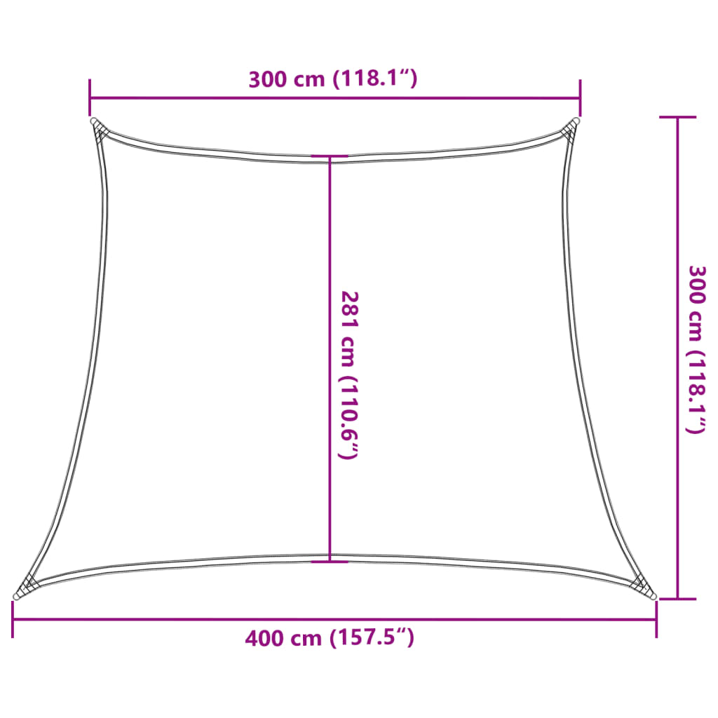 Zonnezeil 160 g/m² 3/4x3m HDPE antracietkleurig