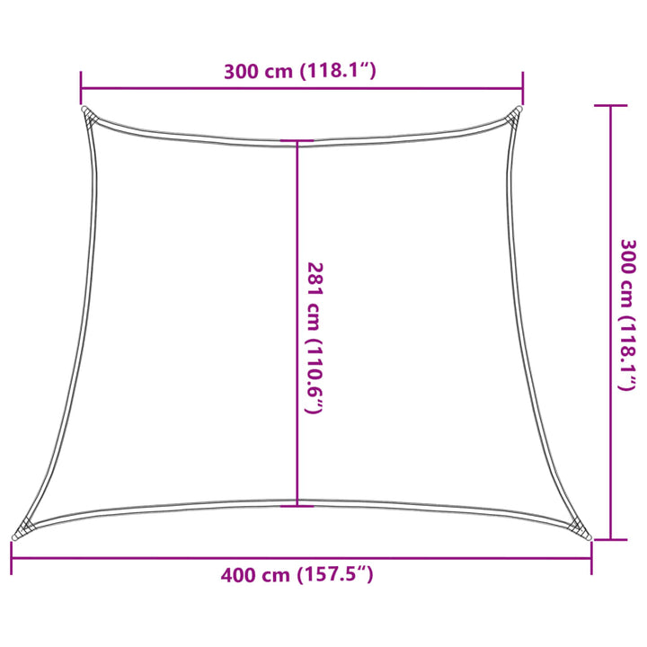 Zonnezeil 160 g/m² 3/4x3 m HDPE antracietkleurig