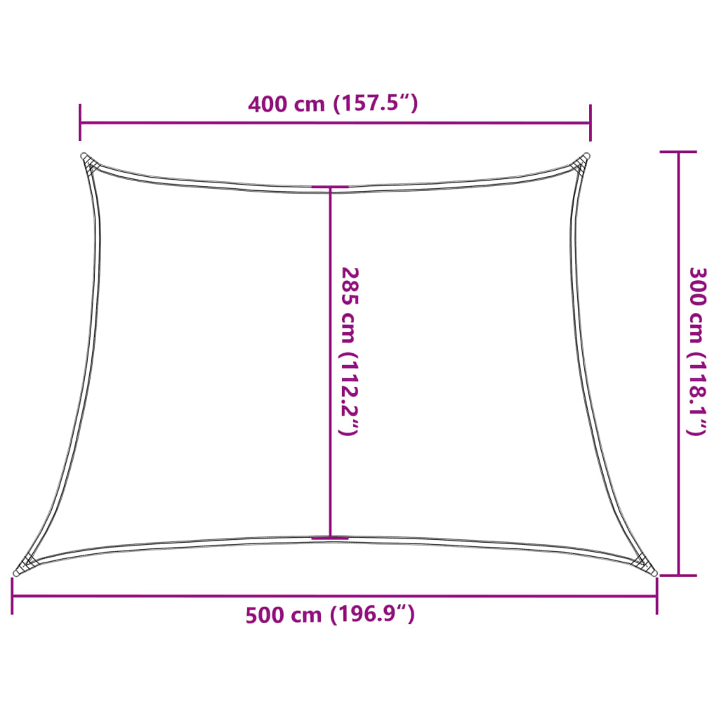 Zonnezeil 160 g/m² 4/5x3m HDPE antracietkleurig