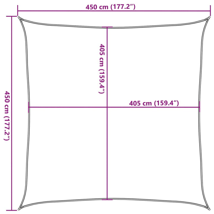 Zonnezeil 160 g/m² 4,5x4,5 m HDPE beige