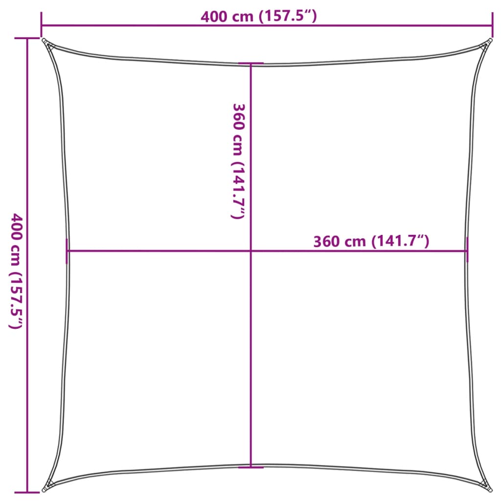 Zonnezeil 160 g/m² 4x4m HDPE crèmekleurig