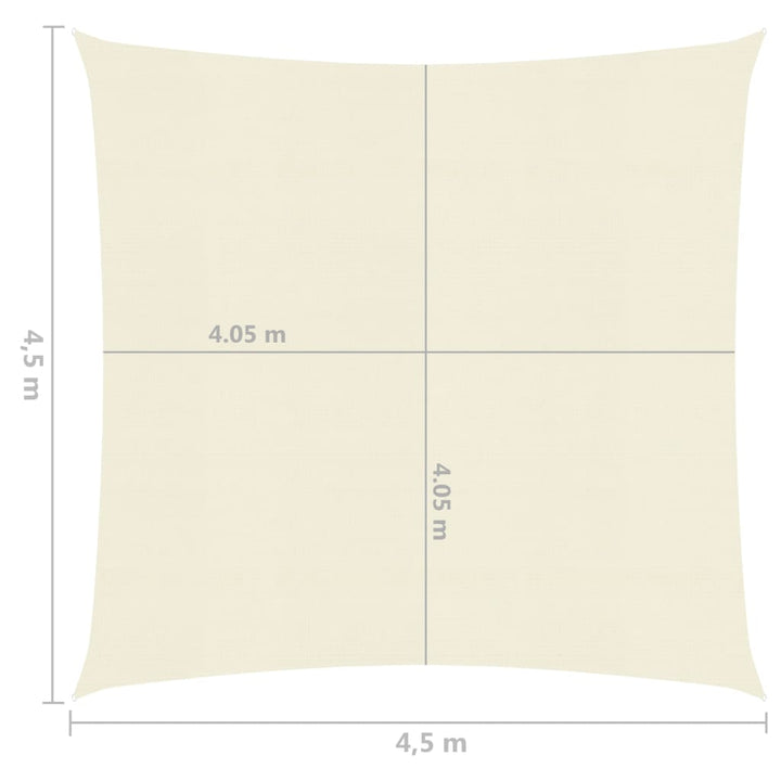 Zonnezeil 160 g/m² 4,5x4,5 m HDPE crèmekleurig