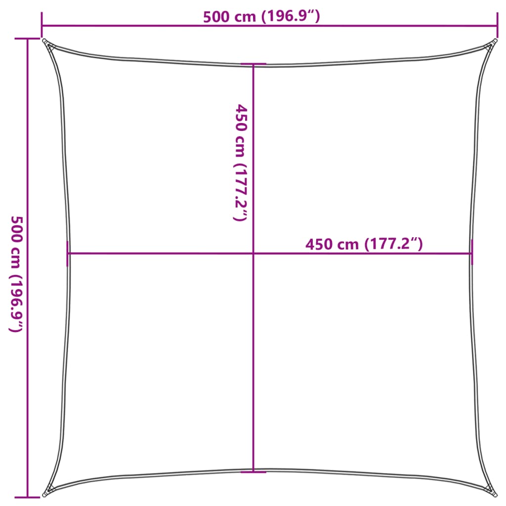 Zonnezeil 160 g/m² 5x5m HDPE crèmekleurig