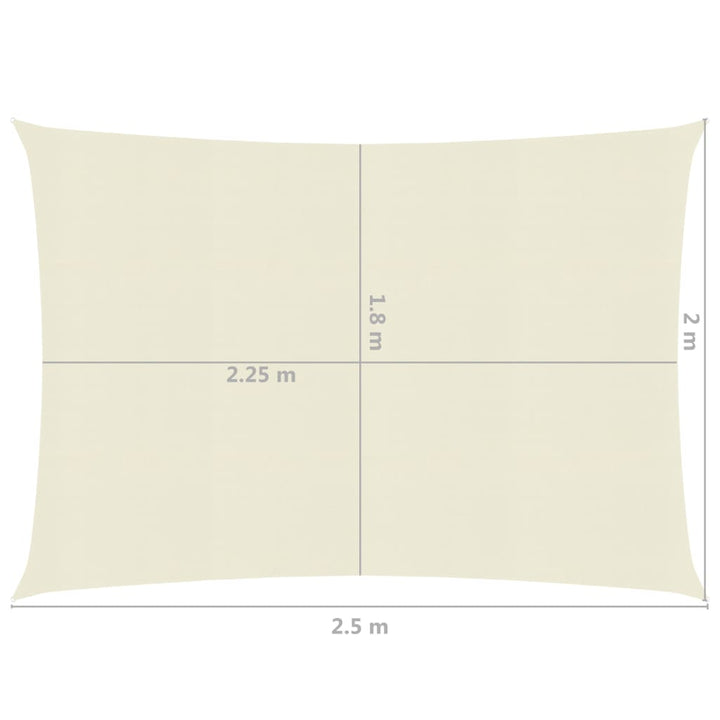 Zonnezeil 160 g/m² 2x2,5 m HDPE crèmekleurig