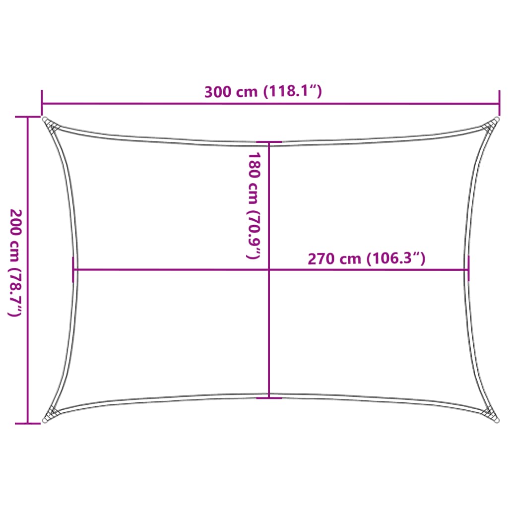 Zonnezeil 160 g/m² 2x3m HDPE crèmekleurig