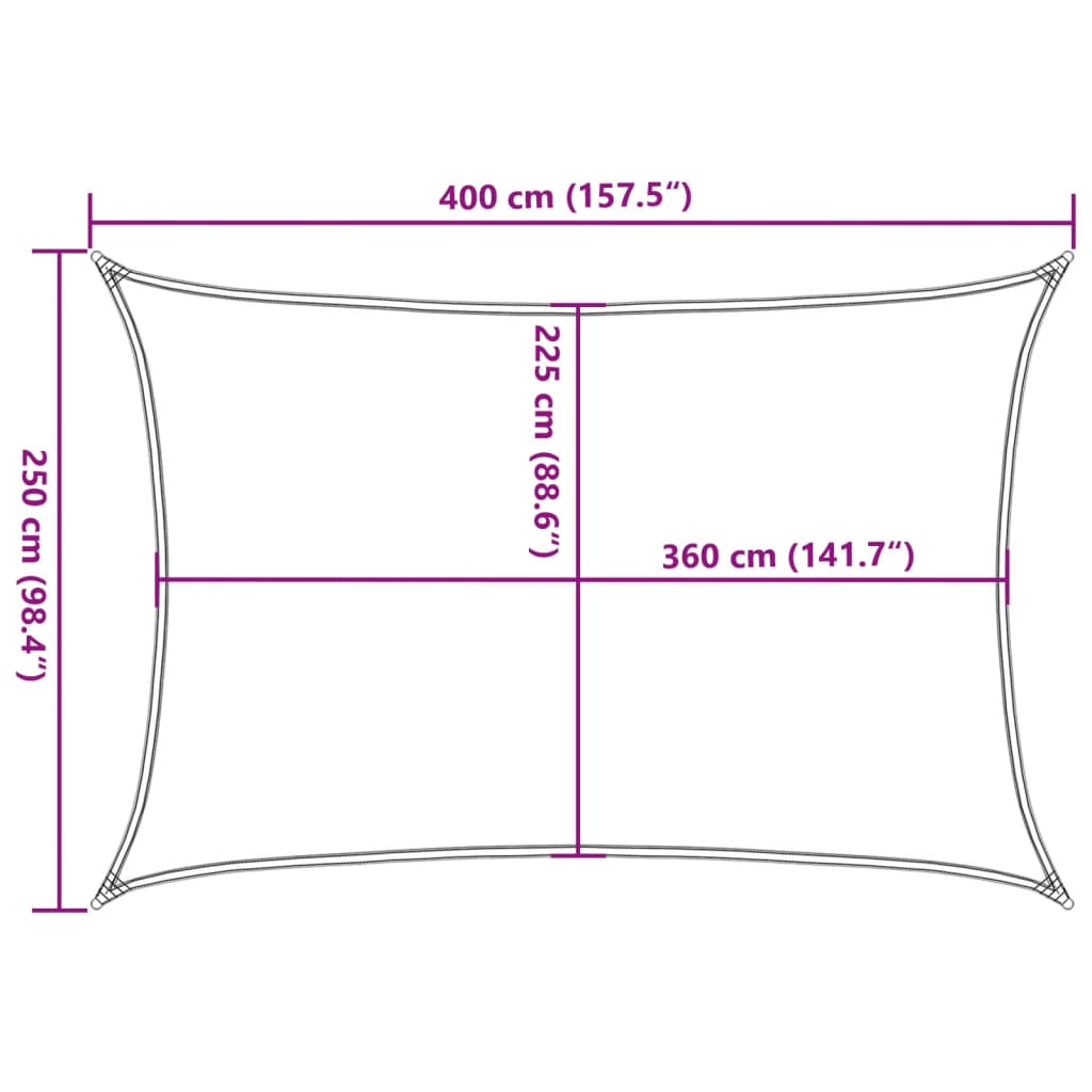 Zonnezeil 160 g/m² 2,5x4 m HDPE crèmekleurig