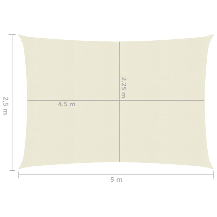 Zonnezeil 160 g/m² 2,5x5 m HDPE crèmekleurig