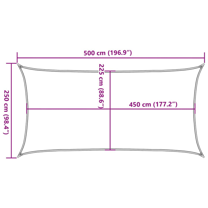 Zonnezeil 160 g/m² 2,5x5 m HDPE crèmekleurig