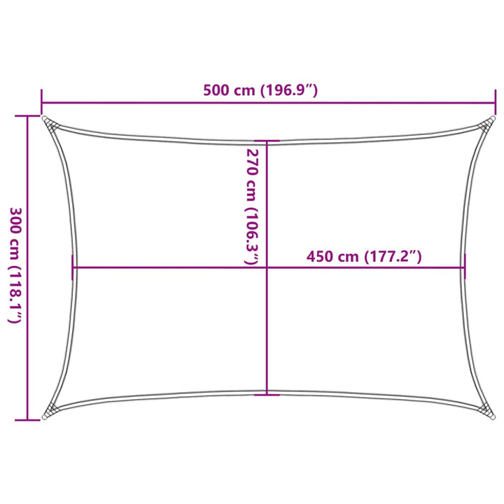 Zonnezeil 160 g/m² 3x5 m HDPE crèmekleurig