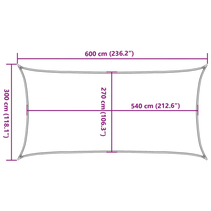 Zonnezeil 160 g/m² 3x6m HDPE crèmekleurig