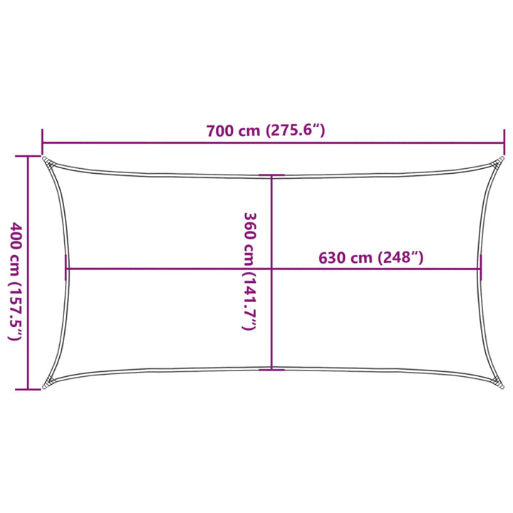 Zonnezeil 160 g/m² 4x7m HDPE crèmekleurig