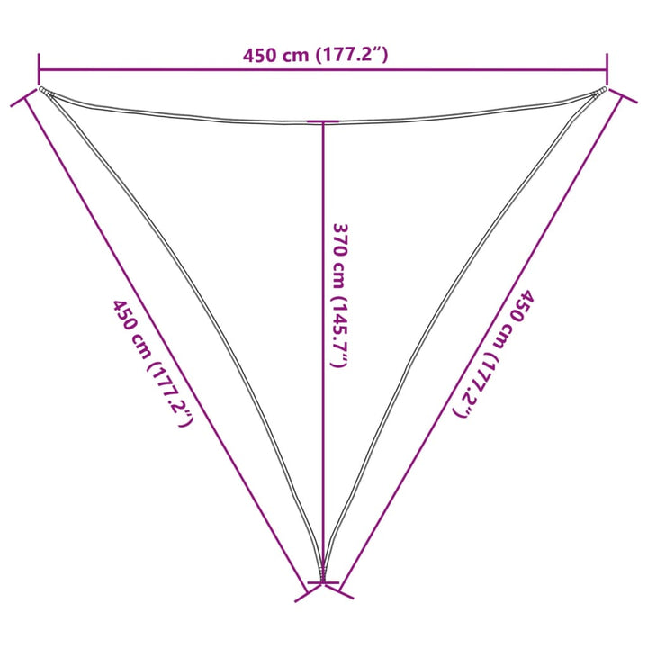 Zonnezeil 160 g/m² 4,5x4,5x4,5 m HDPE crèmekleurig