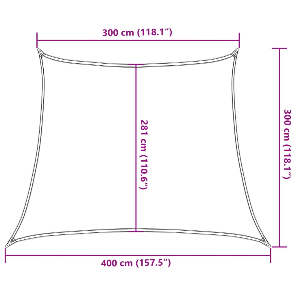 Zonnezeil 160 g/m² 3/4x3m HDPE crèmekleurig