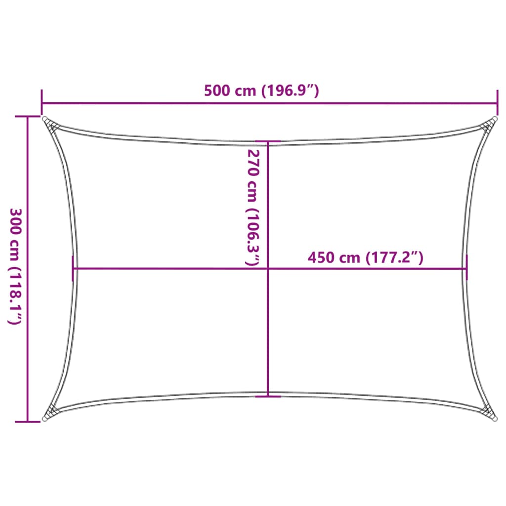 Zonnezeil 160 g/m² 3x5 m HDPE wit