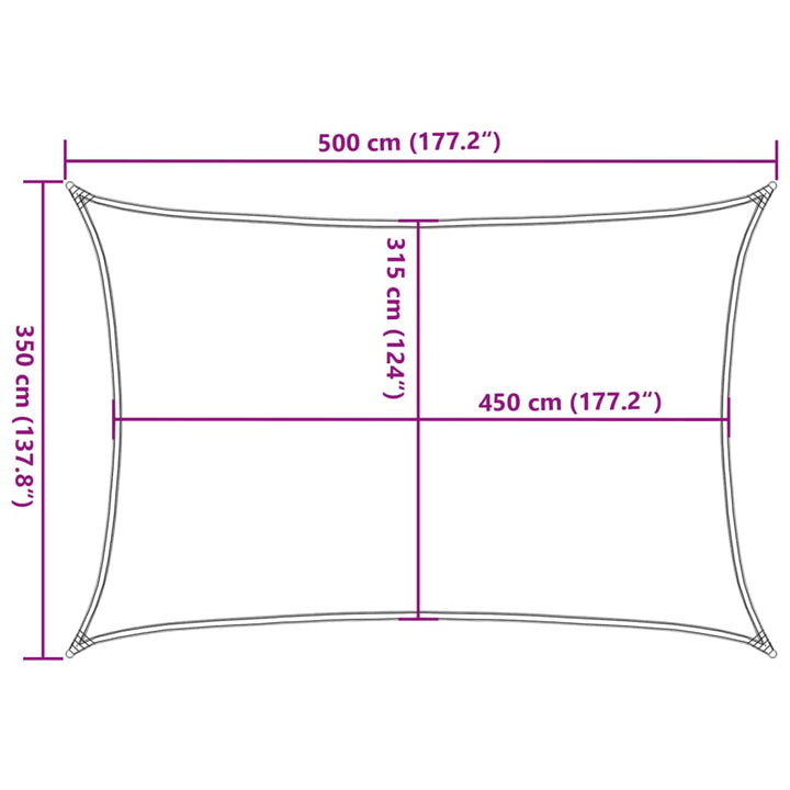 Zonnezeil 160 g/m² 3,5x5 m HDPE wit