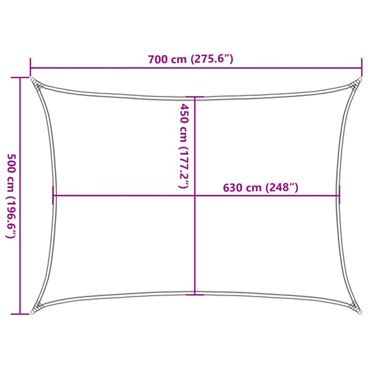 Zonnezeil 160 g/m² 5x7m HDPE wit