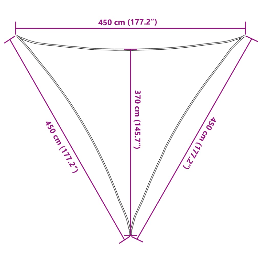 Zonnezeil 160 g/m² 4,5x4,5x4,5 m HDPE wit