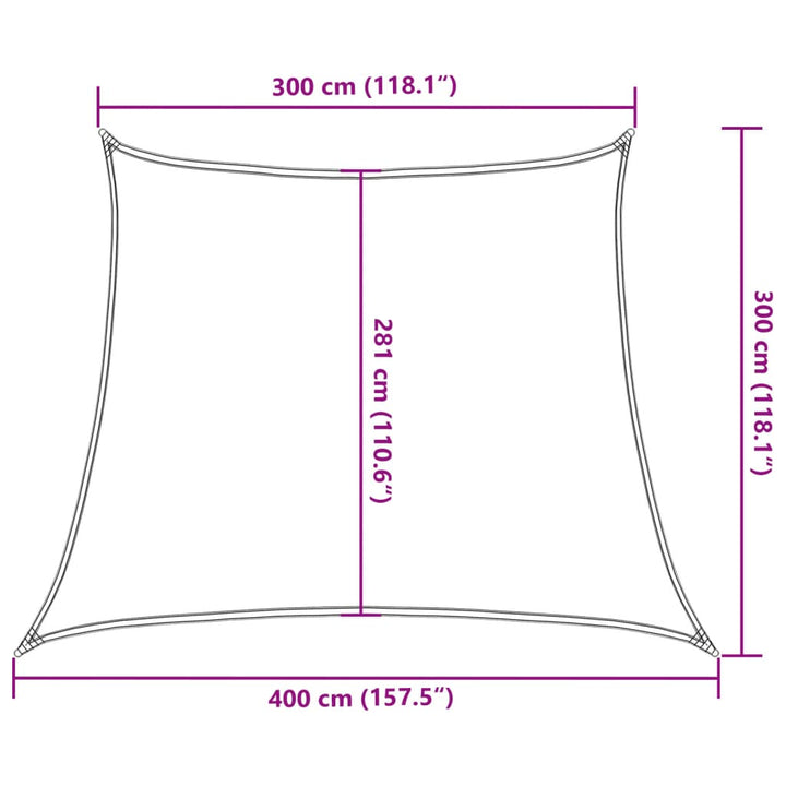 Zonnezeil 160 g/m² 3/4x3 m HDPE wit