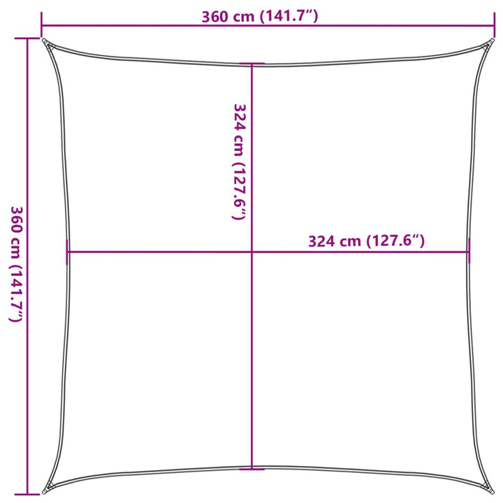 Zonnezeil 160 g/m² 3,6x3,6 m HDPE lichtgroen