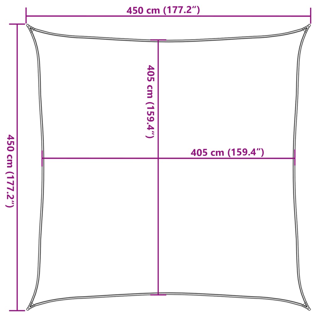 Zonnezeil 160 g/m² vierkant 4,5x4,5 m HDPE terracottakleurig