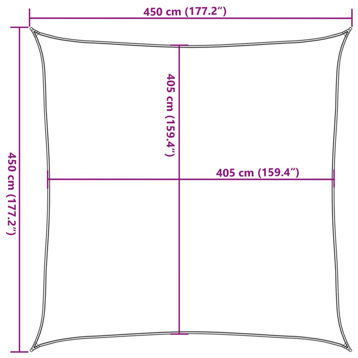 Zonnezeil 160 g/m² vierkant 4,5x4,5 m HDPE terracottakleurig