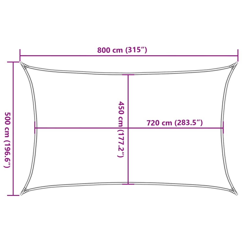 Zonnezeil 160 g/m² 5x8 m HDPE terracottakleurig