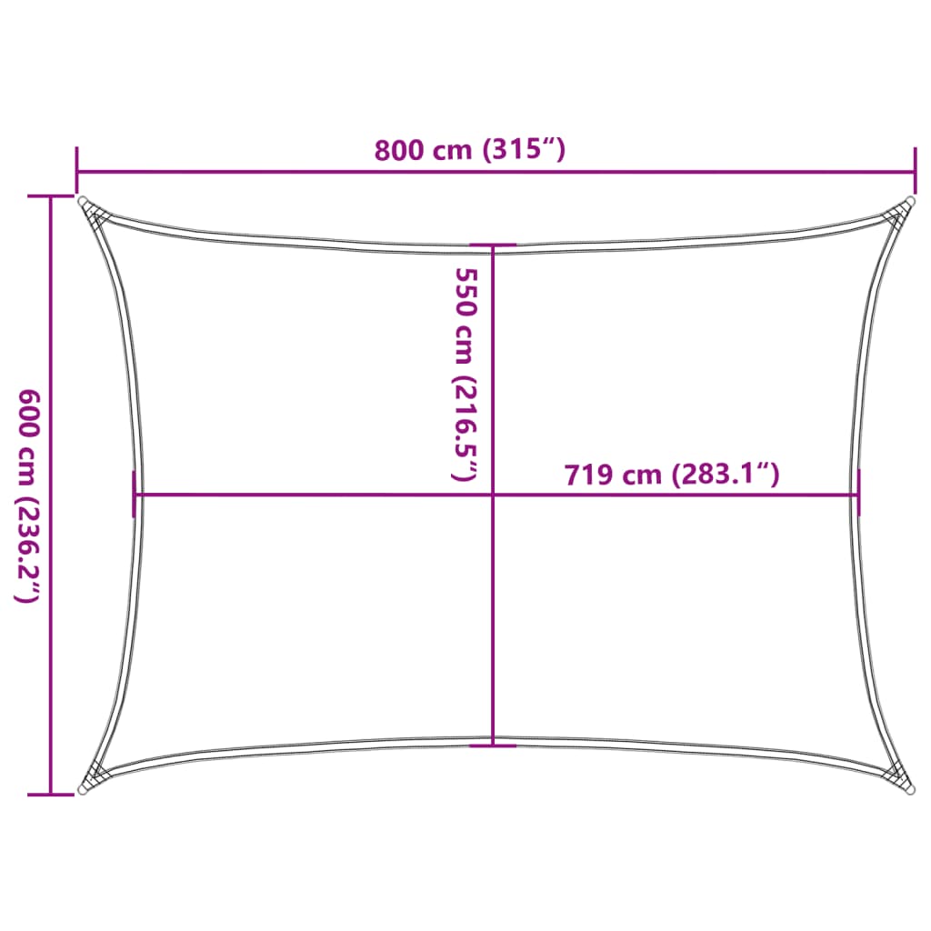 Zonnezeil 160 g/m² 6x8m HDPE terracottakleurig