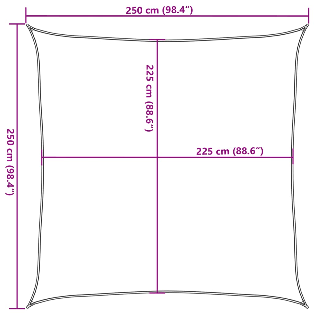 Zonnezeil 160 g/m² 2,5x2,5m HDPE taupe