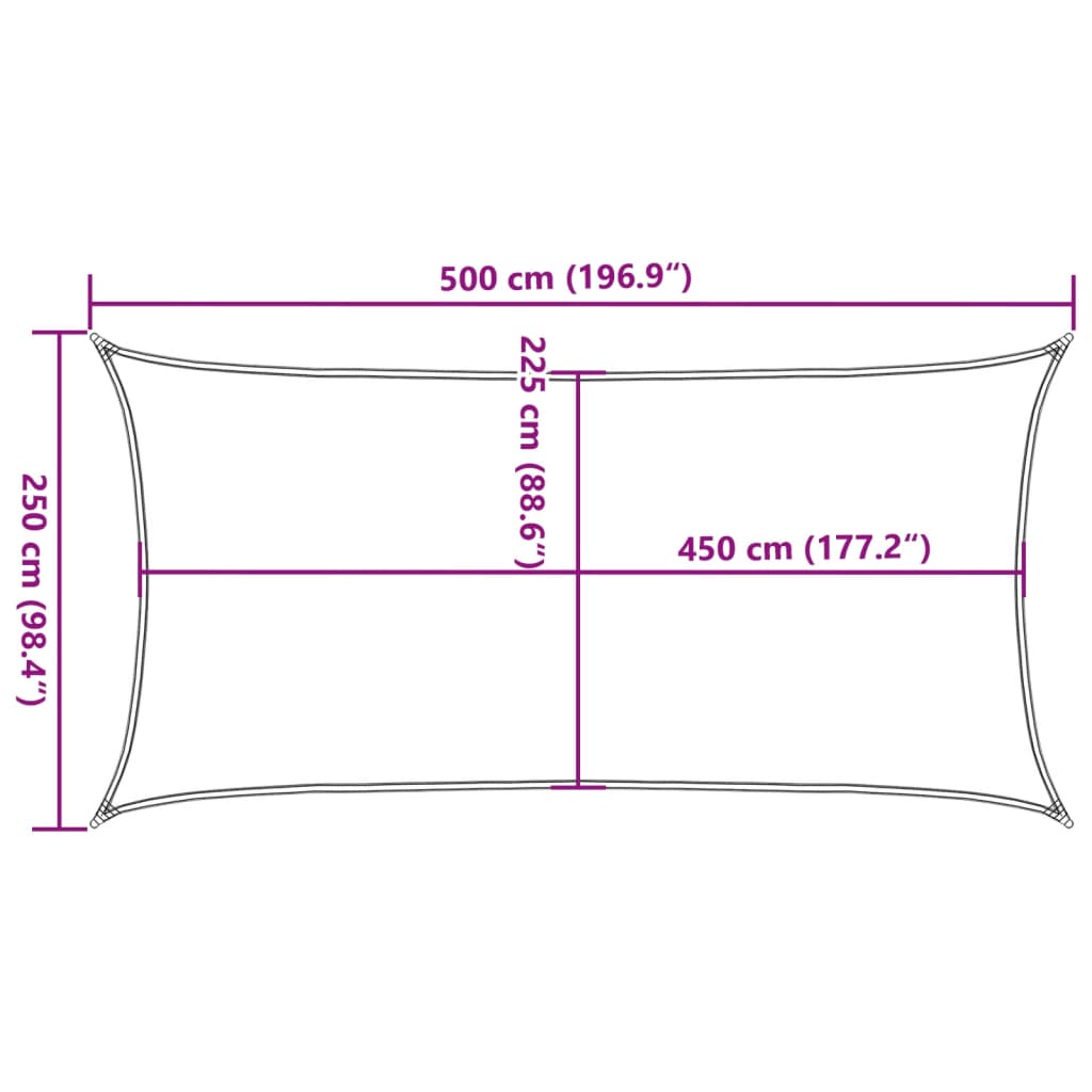 Zonnezeil 160 g/m² 2,5x5 m HDPE taupe