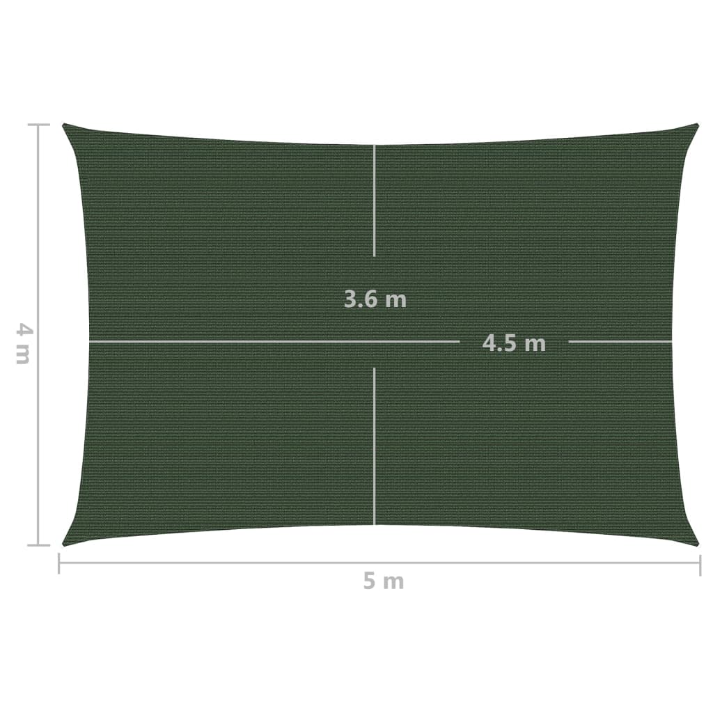 Zonnezeil 160 g/m² 4x5 m HDPE donkergroen