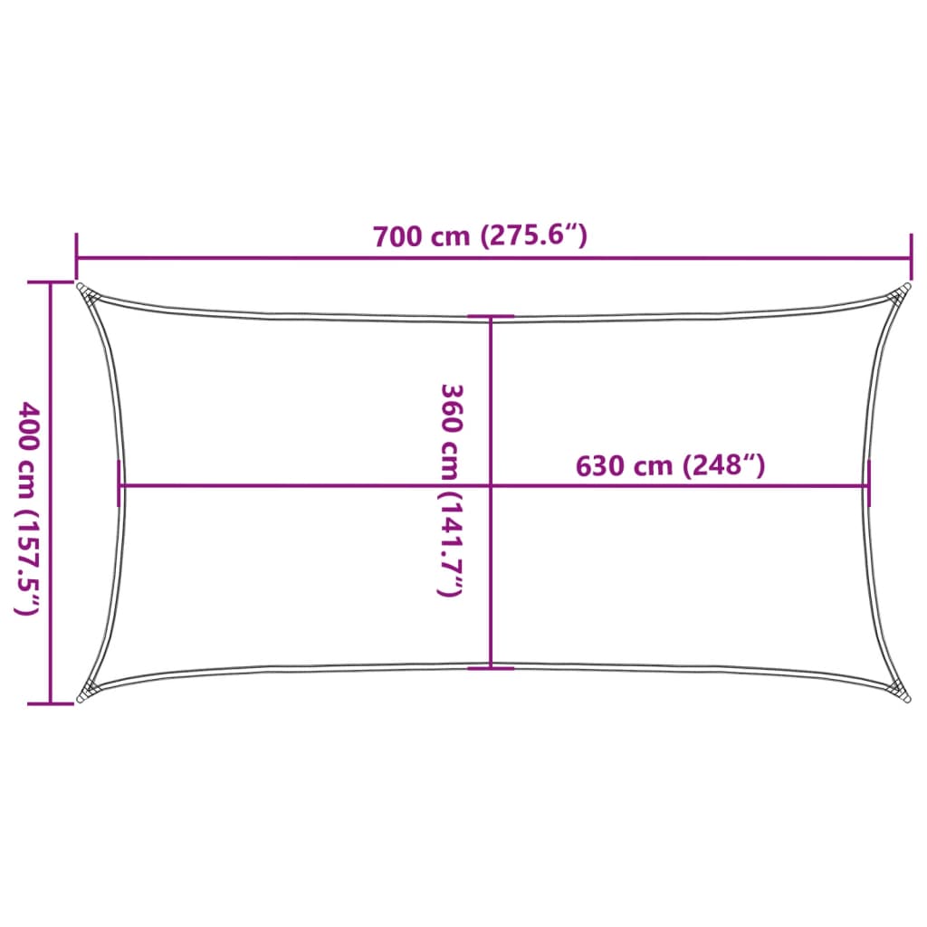 Zonnezeil 160 g/m² 4x7 m HDPE donkergroen