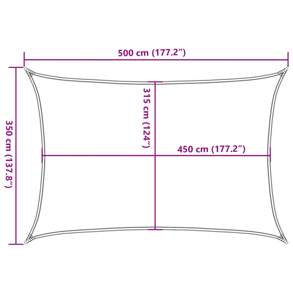 Zonnezeil 160 g/m² rechthoekig 3,5x5 m HDPE blauw