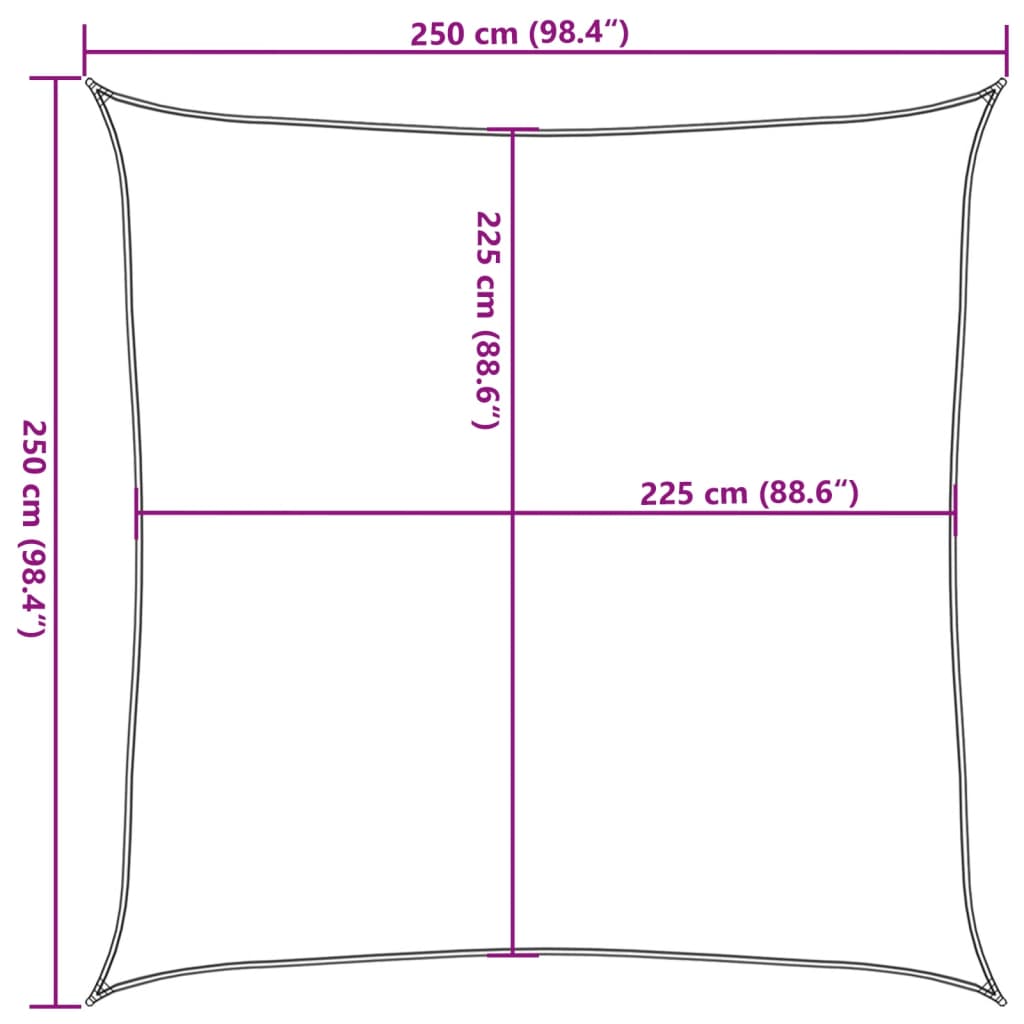 Zonnezeil 160 g/m² 2,5x2,5 m HDPE geel